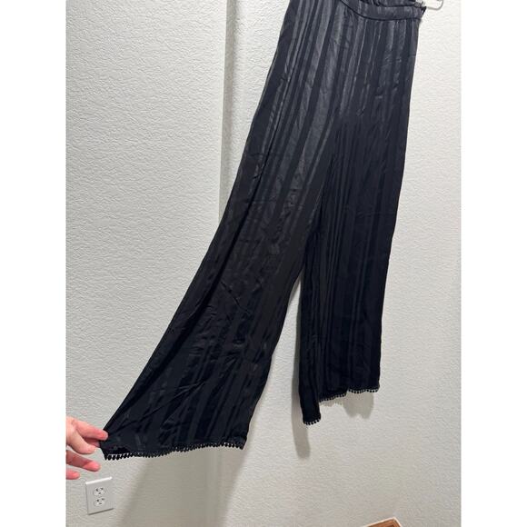 Zara Women’s Palazzo Pants Black Wide-Leg Viscose Boho Grunge Sz XS/S - Picture 2 of 16